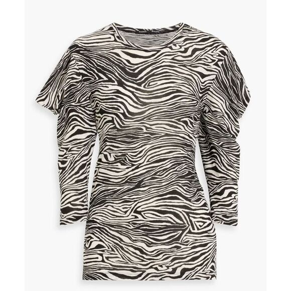 PROENZA SCHOULER Zebra-print slub cotton-jersey top NWT Size XS - Picture 1 of 9